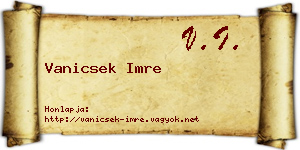 Vanicsek Imre névjegykártya